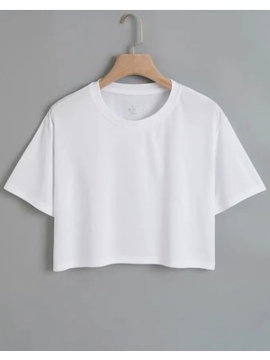 Nigrum Pardus Nıgrum Pardus Yeni Sezon Düz Renk %100 Pamuk Kız Çocuk Oversize Crop T-Shirt