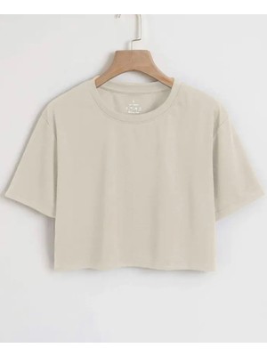 Nigrum Pardus Nıgrum Pardus Yeni Sezon Düz Renk %100 Pamuk Kız Çocuk Oversize Crop T-Shirt