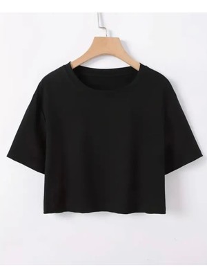 Nigrum Pardus Nıgrum Pardus Yeni Sezon Düz Renk %100 Pamuk Kız Çocuk Oversize Crop T-Shirt