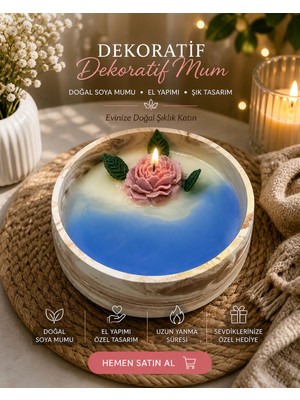 First Light El Yapımı Çiçek Detaylı Dekoratif Mum | Doğal ve Şık