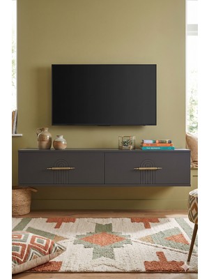 Yumedi Design TDA1215A -Shumen Duvara Montaj Tv Stand , Tv Sehpası 120CM Antrasit