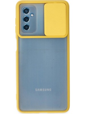 The Gencoo Samsung Galaxy M52 5g Kılıf Palm Buzlu Kamera Sürgülü Silikon - Sarı