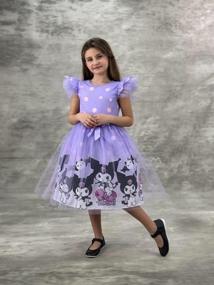 Sy Store Kuromi Desenli Pembe Tüllü Elbise