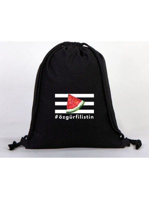 Dekim Moda "özgür Filistin" Baskılı Ham Bez Sırt Çantası %100 Pamuk