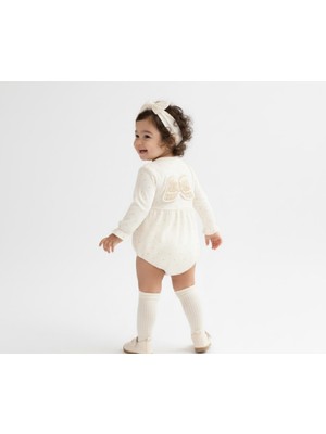 Minicayzen Unez Sweet Angel Nakışlı Kız Bebek Romper – Fırfır Detaylı, Bandanalı Premium Tulum (3-12 Ay)