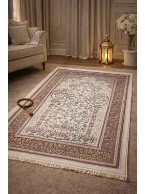 Okan Halıcılık Okan Halı Lüks Viskon Seccade 100 Tarak Dokuma Ipeksi Yumuşak Dokulu Şık Namazlık Seccade 75X125 cm