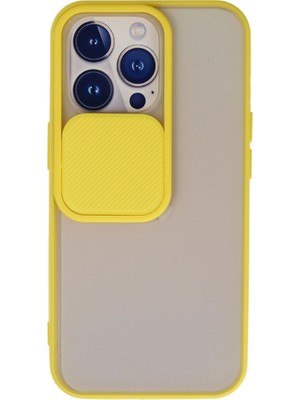 The Gencoo Iphone 13 Pro Kılıf Palm Buzlu Kamera Sürgülü Silikon - Sarı