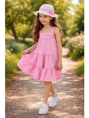 İnebolu Kids Kız Çocuk Askılı Elbise Şapkalı