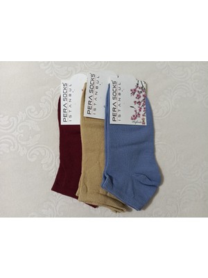 Pera Socks 3'lü Kadın Patik Çorap– Nefes Alan, Terletmeyen, Sıkmayan Lastik, Topuk Burun Takviyeli