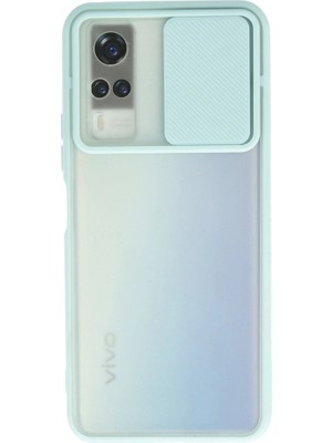 The Gencoo Vivo Y53S Kılıf Palm Buzlu Kamera Sürgülü Silikon - Turkuaz