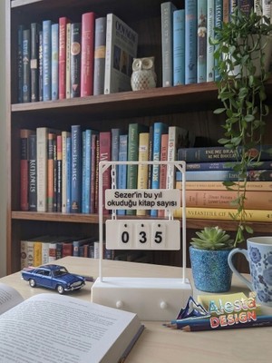 Isme Özel Tasarım Kitap Okuma Sayacı, Bu Yıl Okuduğum Kitap Sayaç Standı, Kitaplık Aksesuar