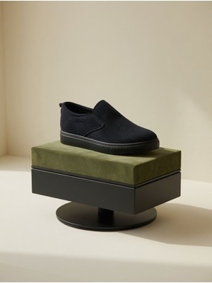 Atk Giyim Erkek Fitilli Kadife Dokulu Slip-On Ayakkabı - Rahat Taban Casual Loafer 3renk  Kahverengi  Siyah  Gri Snekars Taban