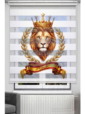 Avart Digital Sarı Kırmızı Aslan Baskılı Zebra Stor Perde - Aslan Kral - Dijital Baskılı Zebra Stor Perde