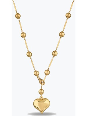 Goldium Jewellery Kalp Uç Top Kolye
