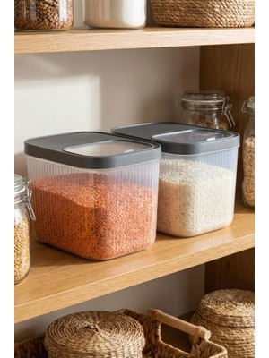 Popüler Sepet 2'li 16 Lt Multibox Füme Kayar Kapaklı Saklama Kabı & Erzak Kabı & Toz ve Tablet Deterjan Kutusu