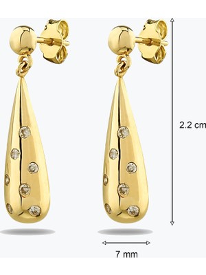 Goldium Jewellery Taşlı Damla Küpe