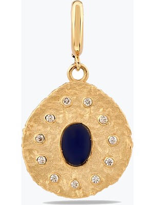 Goldium Jewellery Lacivert Asimertik Madalyon Charm