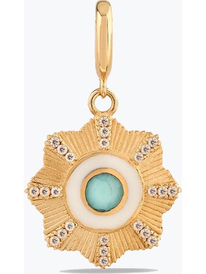 Goldium Jewellery Mavi Çiçek Madalyon Charm