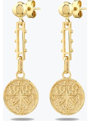 Goldium Jewellery Pusula Damga Küpe
