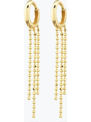 Goldium Jewellery Altın Top Zincir Sallantı Küpe
