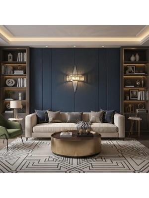 Elizim Home Lighting Taşlı Üçgen Ledli Krom  Pilli Aplik