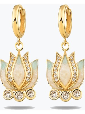 Goldium Jewellery Mavi Lotus Küpe