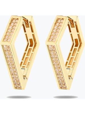 Goldium Jewellery Taşlı Baklava Küpe