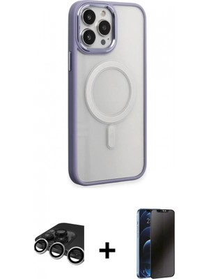 Marsilyan™- iPhone 15 Pro Kılıf Yankı Işık Özel Seri - Siyah 3D Antistatik Hayalet Cam Ekran Koruyucu + Raze Metal Kamera Lens - Gs