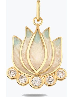 Goldium Jewellery Mavi Lotus Kolye Charm