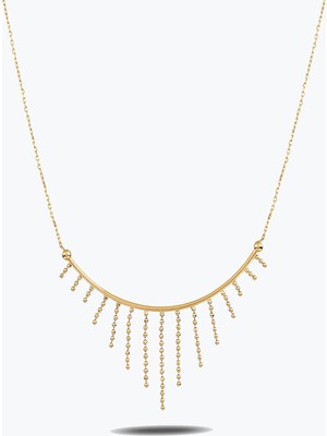 Goldium Jewellery Özel Tasarım Mini Top Zincir-Tel  Detay Kolye
