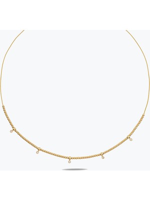 Goldium Jewellery Özel Tasarım Mini Taş Detay Yarım Kolye