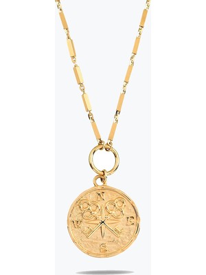 Goldium Jewellery Vintage Pusula Damga Kolye