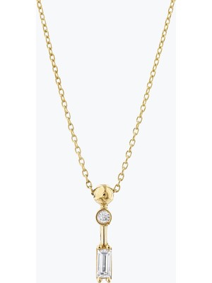 Goldium Jewellery Minimal ve Baget Taşlı Çubuklu Kolye