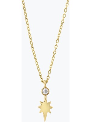 Goldium Jewellery Minimal Taşlı Kutup Yıldızı Toplu Kolye