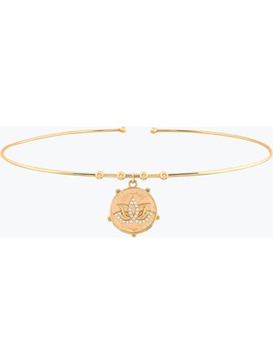 Goldium Jewellery Parıltı Lotus Uç Tel Choker
