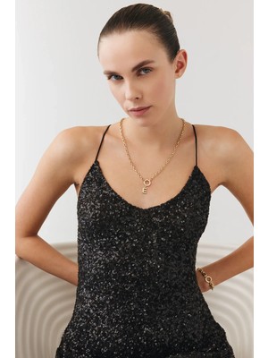 Goldium Jewellery Top Zincir Bomb Harf Charm Kolye