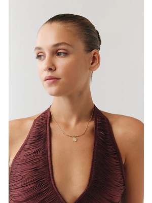 Goldium Jewellery Göz Damga Uç Tel Kolye