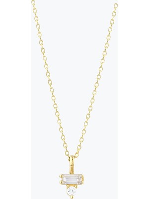 Goldium Jewellery Minimal ve Baget Taşlı Kolye