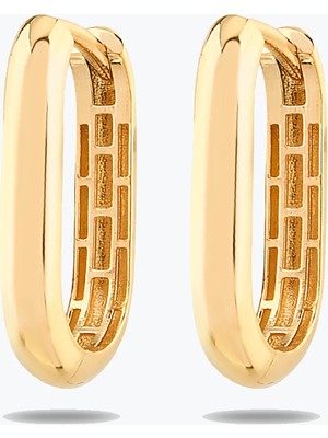 Goldium Jewellery Altın Dikdörtgen Form Bomb Küpe