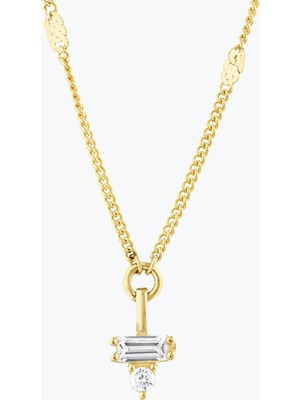 Goldium Jewellery Minimal ve Baget Taşlı Aynalı Zincir Choker