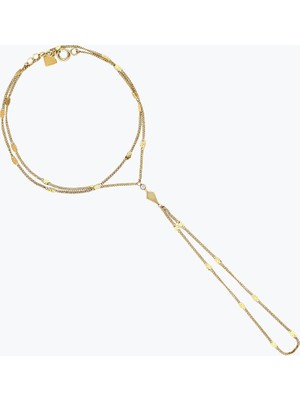 Goldium Jewellery Minimal Taşlı Uzun Elmas Aynalı Zincir Tek Tur Şahmeran