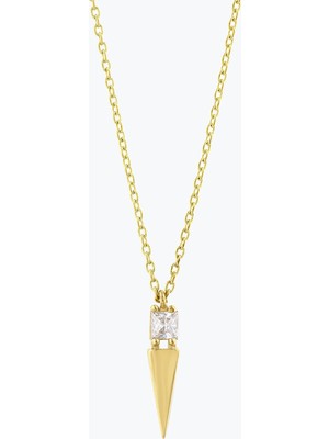 Goldium Jewellery Kare Taşlı Uzun Üçgenli Kolye
