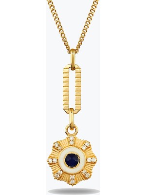 Goldium Jewellery Tasarım Çiçek Madalyon Kolye