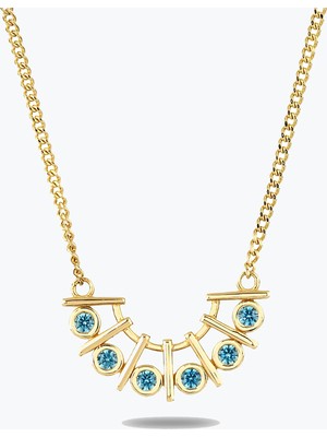 Goldium Jewellery Altın Mavi Taşlı Tasarım Kolye