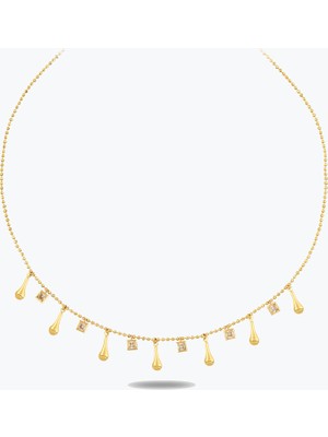 Goldium Jewellery Altın Taş Detaylı 7 Damlalar Kolye