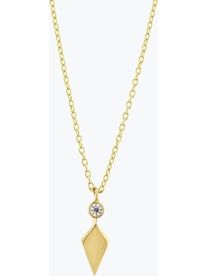 Goldium Jewellery Minimal Taşlı Uzun Elmas Kolye