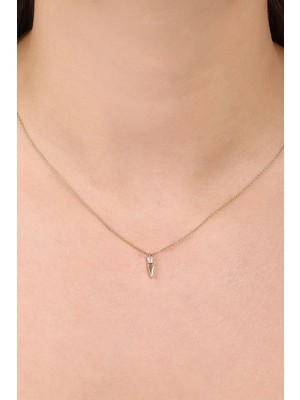 Goldium Jewellery Minimal Taşlı Uzun Elmas Toplu Kolye