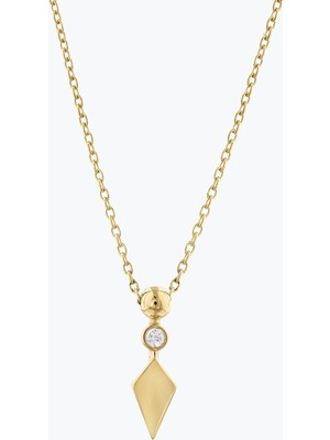 Goldium Jewellery Kare Taşlı Kısa Üçgenli Kolye
