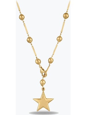 Goldium Jewellery Yıldız Uç Top Kolye