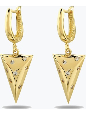 Goldium Jewellery Taşlı Üçgen Küpe